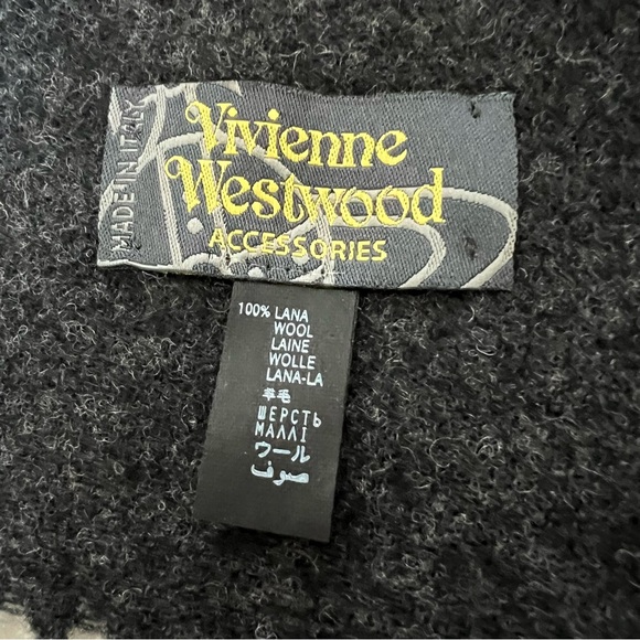 Vivienne Westwood Charcoal Black 100% Wool Unisex Shawl/Wrap Muffler 60” x 12” - Picture 5 of 11
